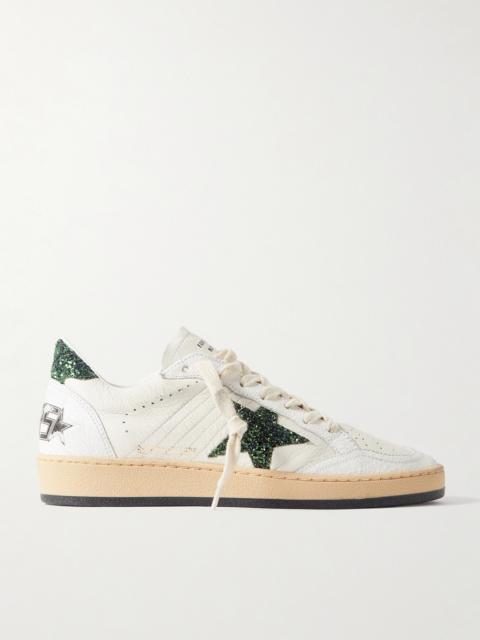 Golden Goose Ballstar Glittered Distressed Leather Sneakers