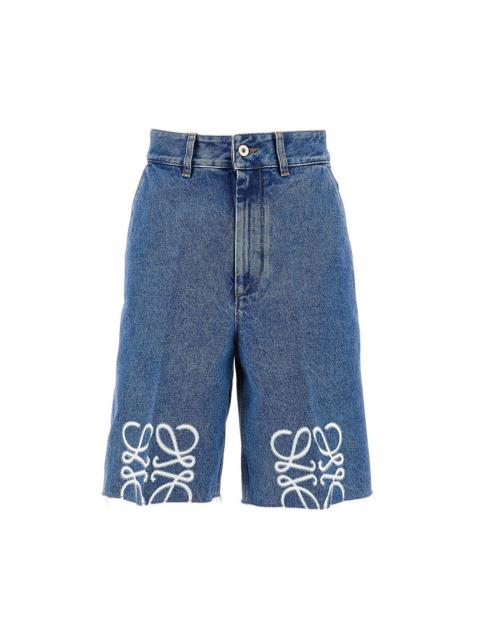 DENIM SHORTS WITH ANAGRAM INLAY