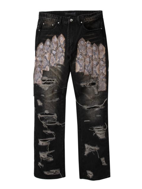 WHO DECIDES WAR PATCHED ARCH MOCHA DENIM