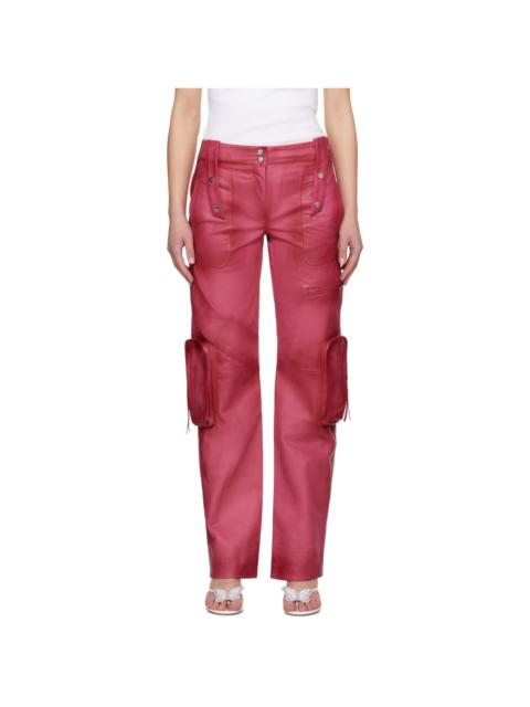 Blumarine Pink Spiral Leather Cargo Pants