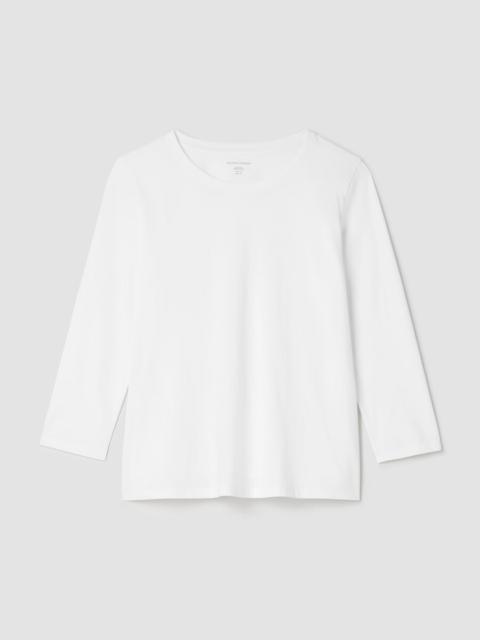EILEEN FISHER Organic Pima Cotton Jersey 3/4-Sleeve Tee