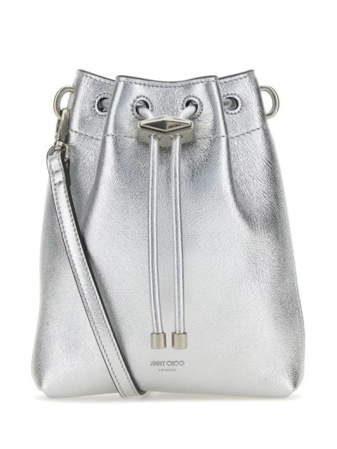 Jimmy Choo Woman Silver Nappa Leather Bon Bon Bucket Bag