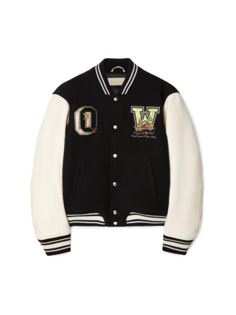 Off-White Black Flowers Varsity Jacket