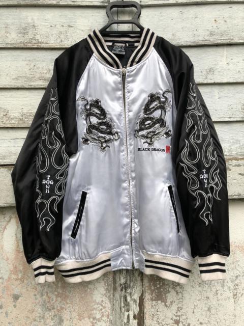 Other Designers Sukajan Souvenir Jacket - Dogtown Black Dragon Dragon Flame Embroidery Sukajan