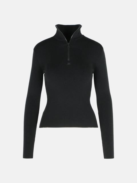 courrèges BLACK MERINO WOOL SWEATER