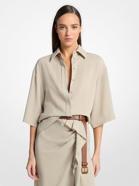 MICHAEL KORS COLLECTION Wool Crepe Camp Shirt