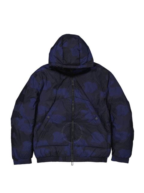 EMPORIO ARMANI Emporio Armani Men's Blue Navy Camouflage-Print Hooded Down Jacket