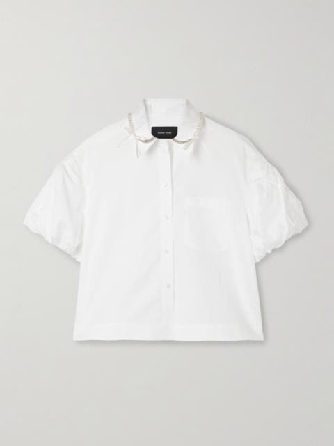 Simone Rocha Cropped Embellished Cotton-poplin Shirt