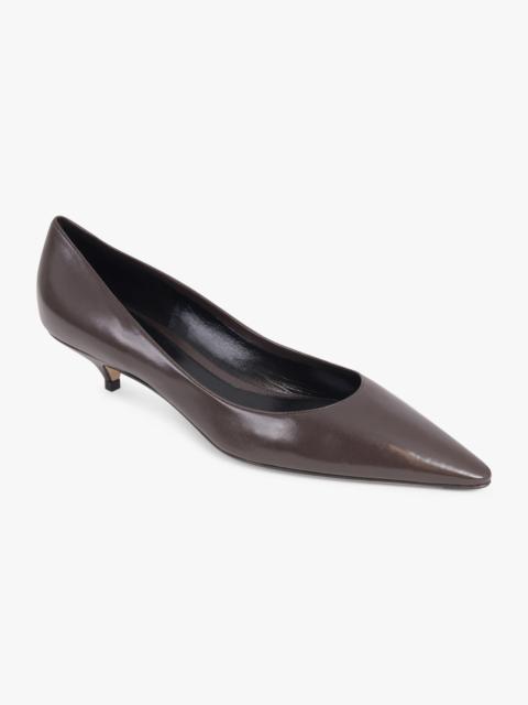 The Row LIISA 40MM KITTEN PUMP HEEL | LACQUER BROWN