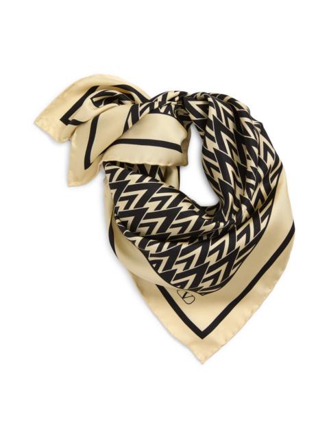 Valentino Valentino Toute la V Silk Square Scarf in Cream/Black at Nordstrom
