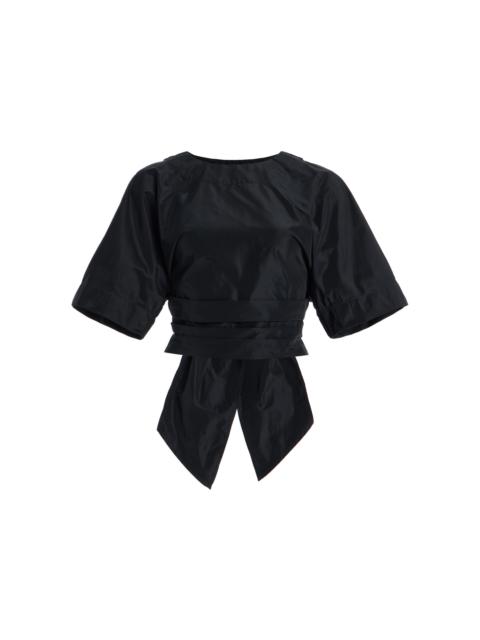 STAUD Michelina Bow-Detailed Shell Top black