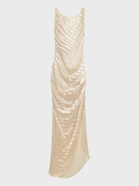 Blumarine DEVORE' LONG DRESS WITH VENT