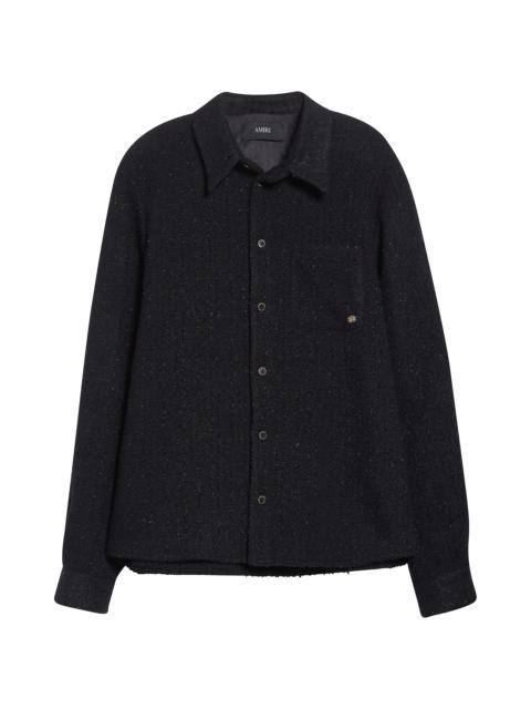 AMIRI AMIRI Shimmer Bouclé Button-Up Shirt in Black at Nordstrom
