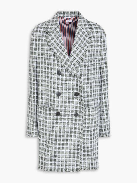 Thom Browne Frayed checked cotton-tweed coat