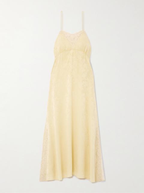 Chloé Lace-trimmed Floral-jacquard Silk Midi Dress