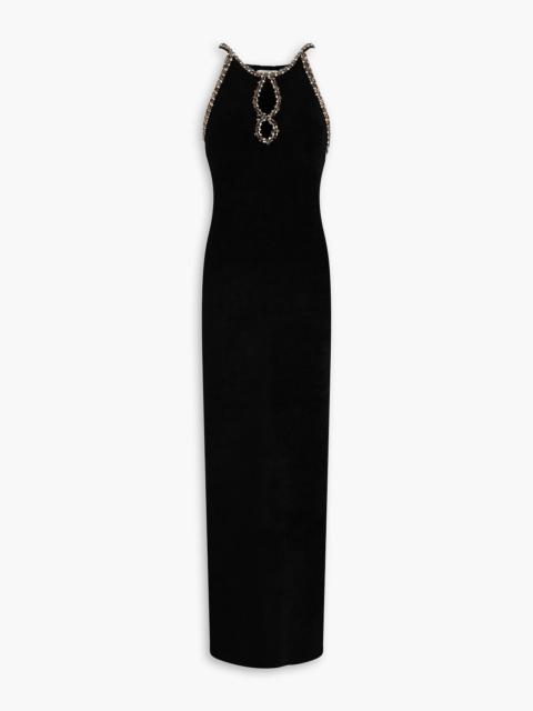 Sandro Crystal-embellished cutout knitted maxi dress