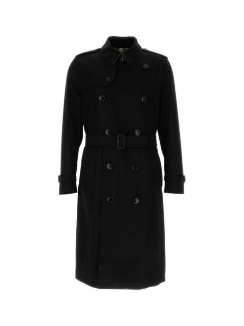 Burberry Men Black Gabardine Trench Coat