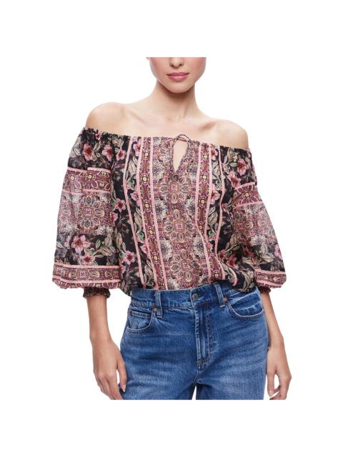 Alice + Olivia alice + olivia Alta Off-The-Shoulder Silk-Blend Top