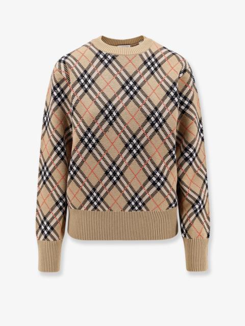 Burberry Wool Sweater With Burberry Check Motif