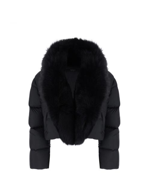 GUCCI Gucci Women Black Down Jacket With Applied Fur On The Front In Tech Fabric Women