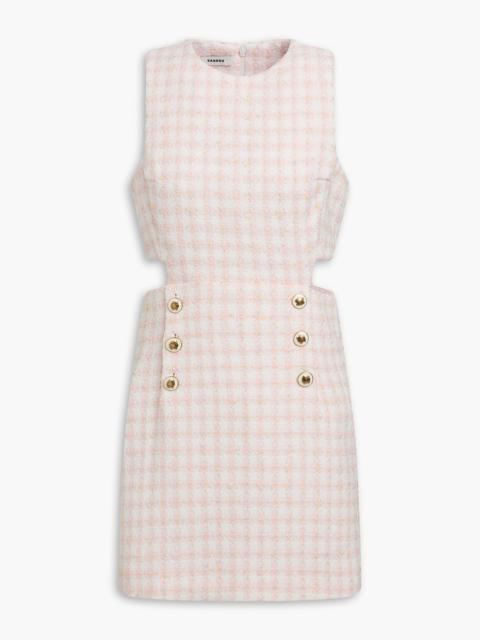 Sandro Cutout metallic checked tweed mini dress