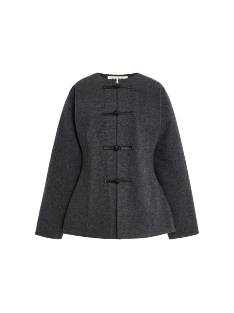 RÓHE Peplum Wool Cardigan grey