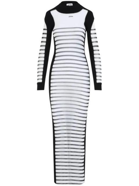 Jean Paul Gaultier Mix Mesh And Knit Long Sleeves Dress Printed "Marin