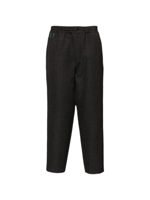 windowpane pattern cropped trousers