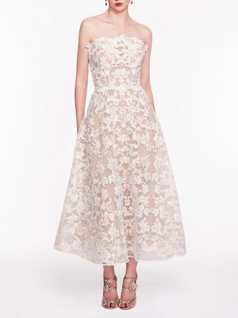 Marchesa STRAPLESS CORDED MIDI DRESS