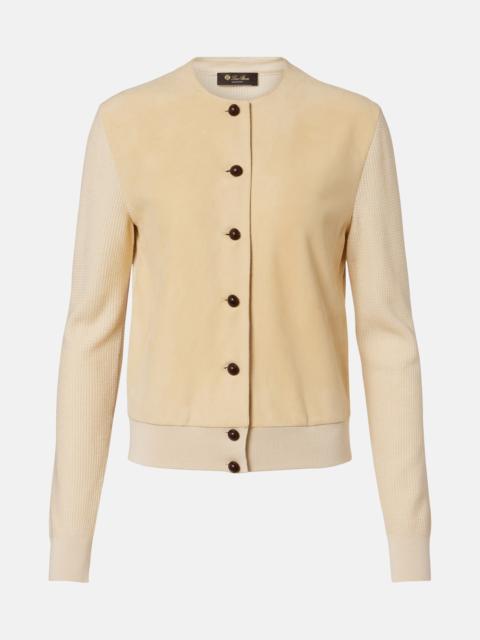 Loro Piana Acacia suede-trimmed cashmere and silk cardigan