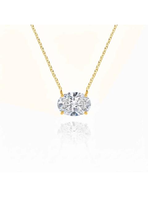 Other Designers Maulijewels 0.85 Ct Lab Grown Oval Diamond Solitaire Pendant Necklace In 14k Gold for Women, EF-VS1 