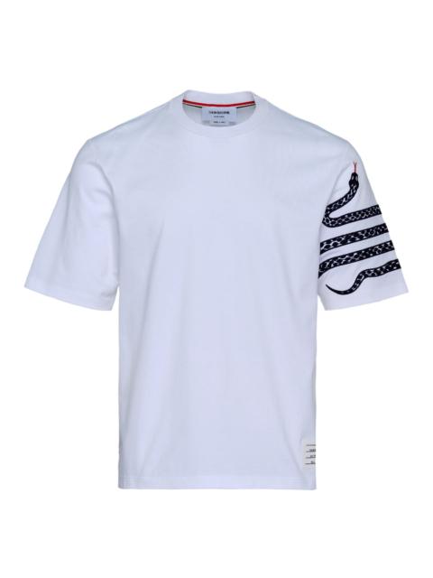 Thom Browne Lunar New Year Tee With Navy 4 Bar Snakes