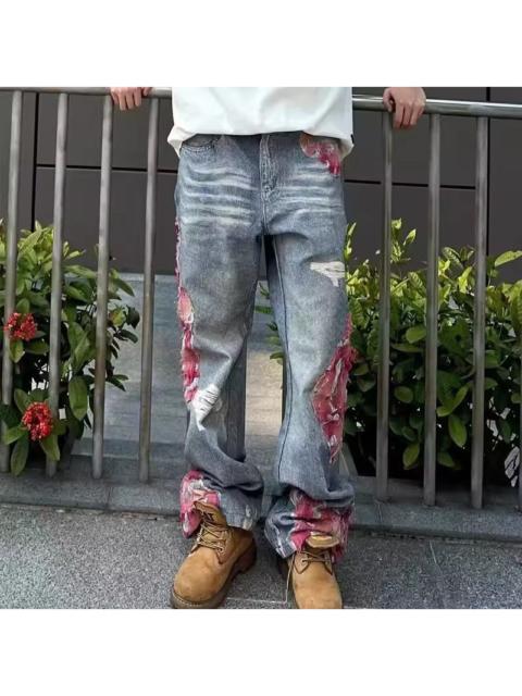 Other Designers VIBE Stylish Distressed Jeans with Floral Patches