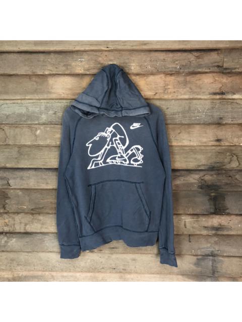 Nike Nike big logo cartoon running Blue Faded Hoodie #3193