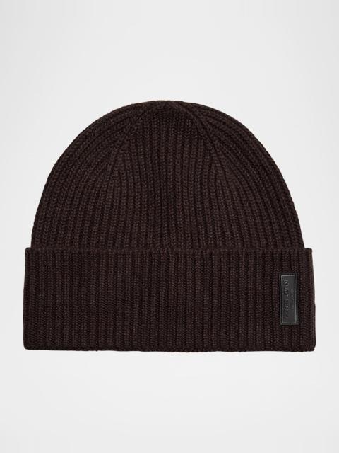 GIORGIO ARMANI Men's Cashmere and Wool Cuff-Label Beanie Hat