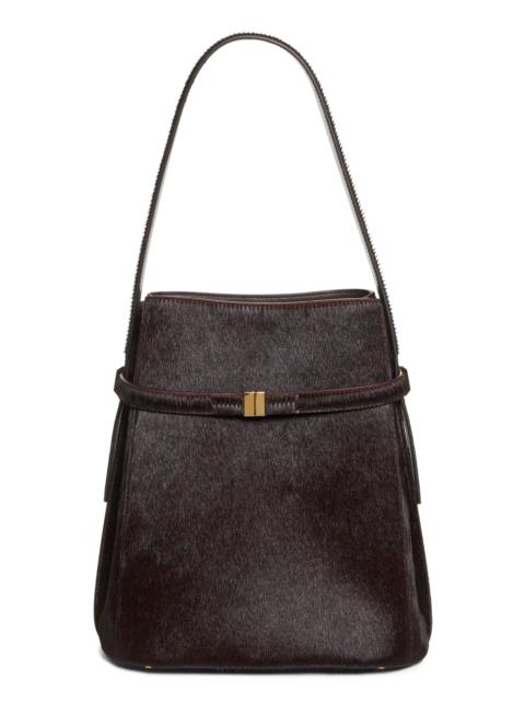 TOTEME TOTEME Belted Genuine Calf Hair Bucket Bag in Wine at Nordstrom