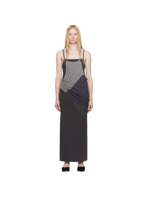 OPEN YY Gray Layered Halter Neck Maxi Dress
