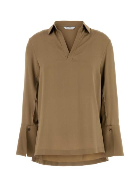 Max Mara Max Mara Women Camel Stretch Crepe Dover Blouse
