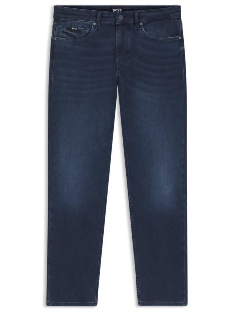 BOSS DELAWARE SLIM-FIT JEANS IN BLUE KNITTED DENIM