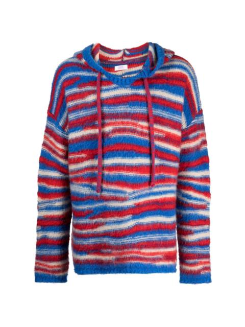 ERL striped intarsia-knit hoodie
