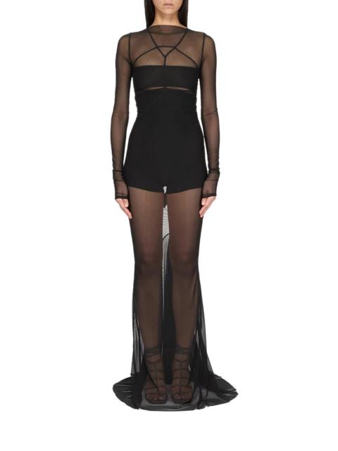 Rick Owens LONG TRANSPARENT TULLE DRESS