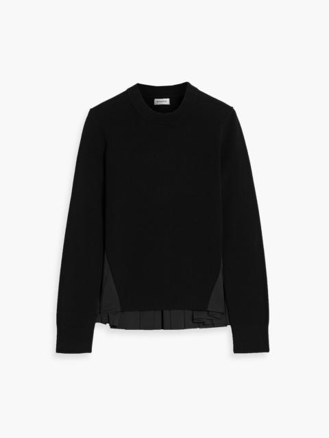 SIMKHAI Elanore pleated poplin and stretch-knit top