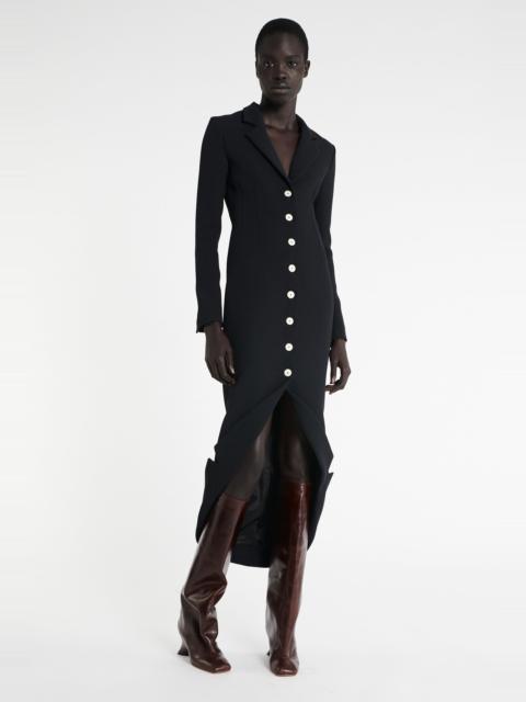A.W.A.K.E. MODE TAILORED SHIRT DRESS WITH JACKET COLLAR AT HEM BLACK