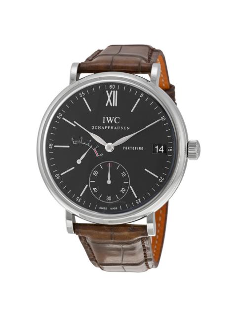 IWC Schaffhausen IWC Portofino Manual Wind Eight Days Black Dial Brown Leather Men's Watch 5101-02