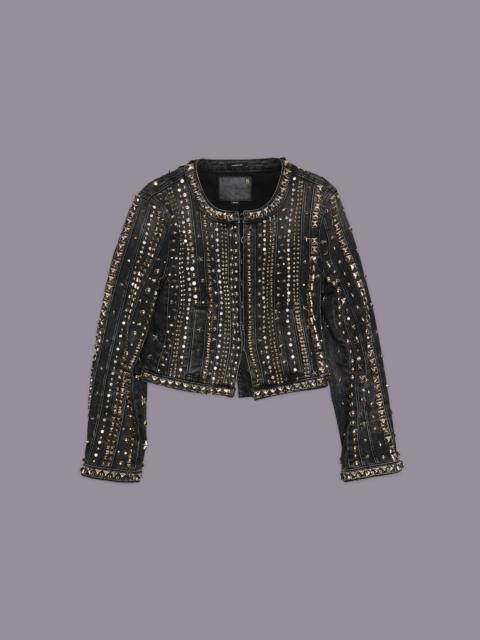 R13 STUDDED HOOK FRONT DENIM JACKET