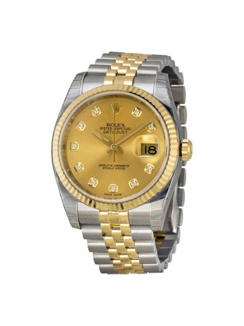 Pre-owned Rolex Oyster Perpetual Diamond Champagne Dial Men's Watch 116233-CDJ