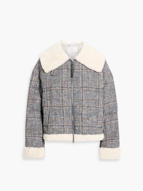 Brunello Cucinelli Quilted checked wool-blend tweed down jacket