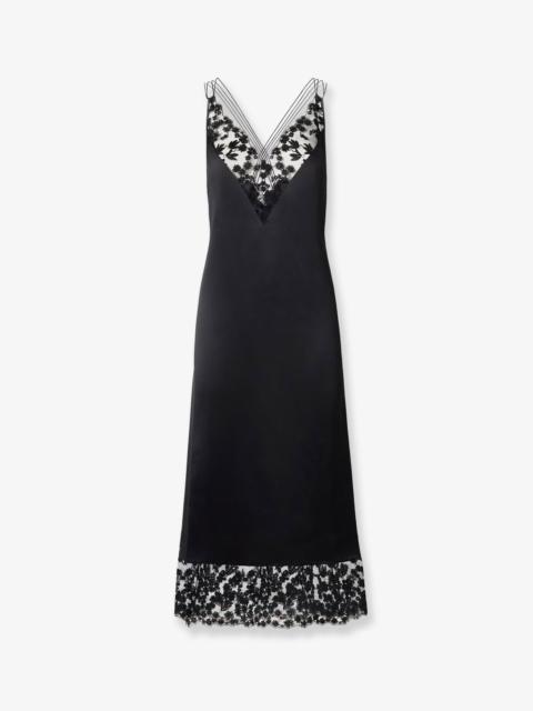 FENDI Fendi Silk and Millefiori Lace Midi Dress Black