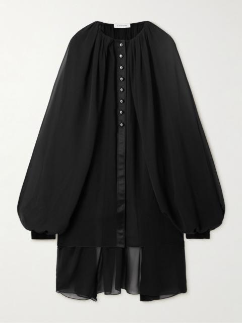 Lanvin Layered gathered silk-chiffon tunic Black