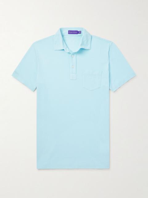 Ralph Lauren Slim-Fit Washed Cotton-Piqué Polo Shirt Blue